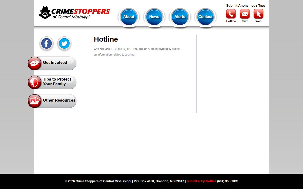 Leake County warrant-record tip hotline information from Central Mississippi Crime Stoppers