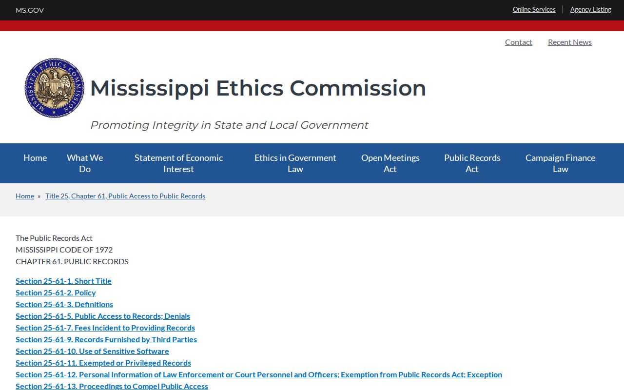 Leake County booking record Mississippi public records request source